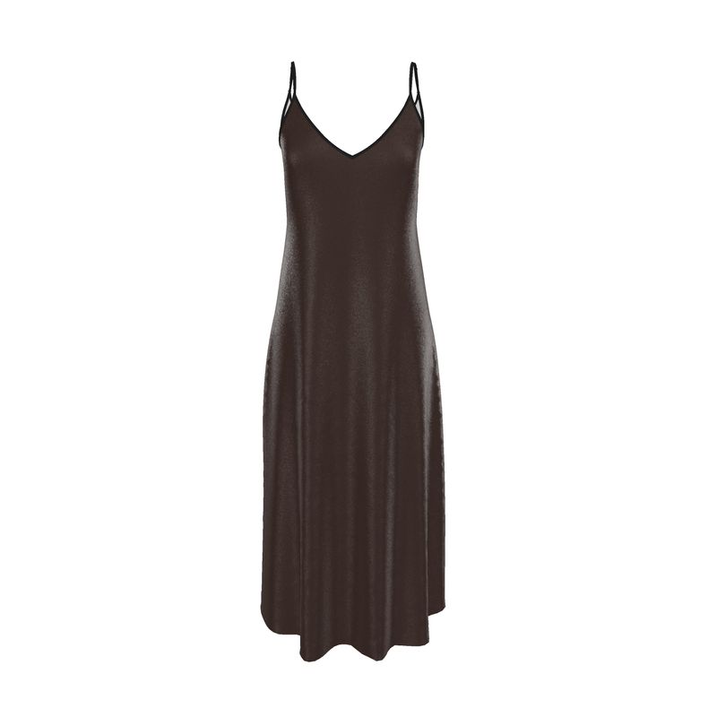 Solenne Silk Slip Dress – Espresso