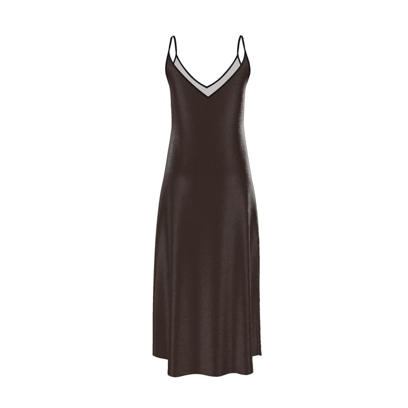 Solenne Silk Slip Dress – Espresso