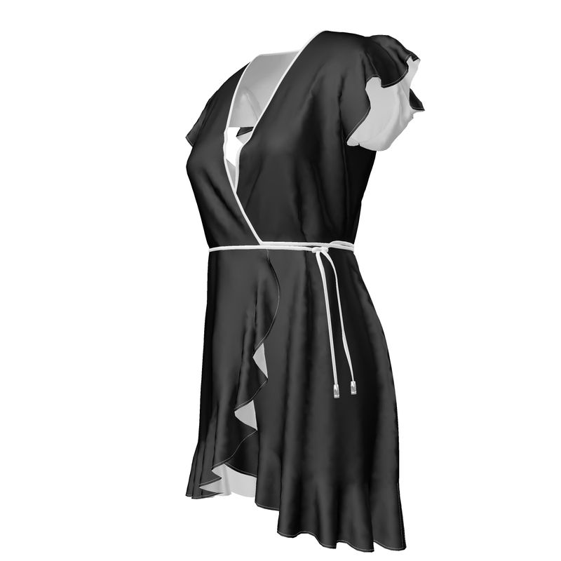 STELLAROZA Noir Silk Tea Dress
